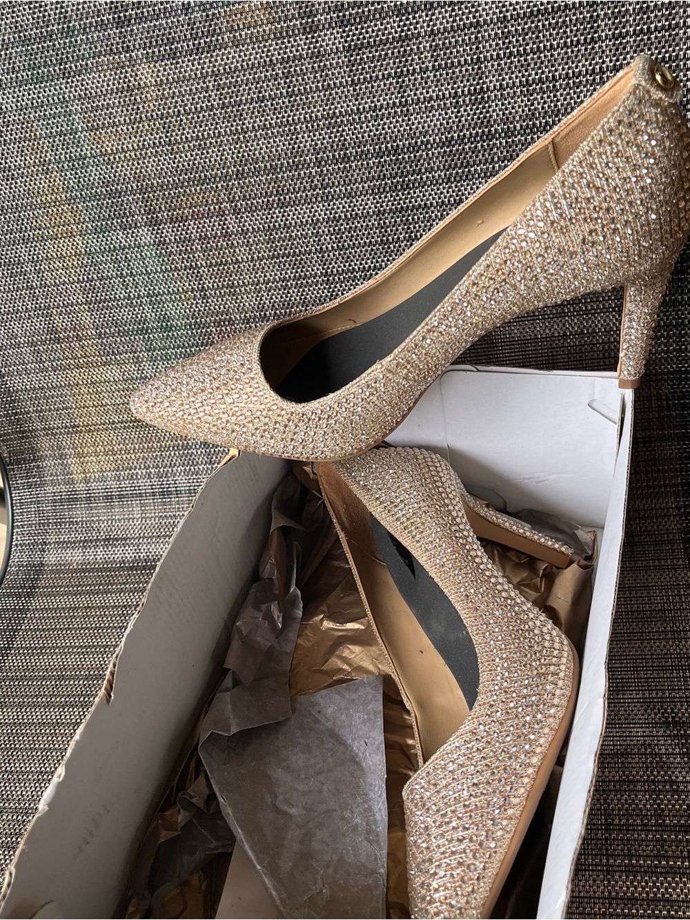 MICHAEL Michael Kors Gold Glitter Pointed-Toe Stiletto Pumps